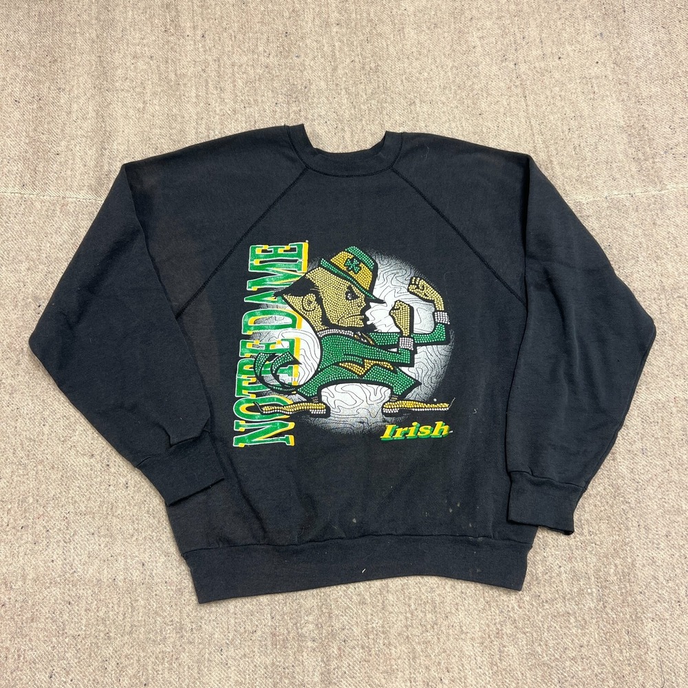 Vintage Notre Dame Fightin Irish Sweatshirt Mens Large Black 1990s NCAA